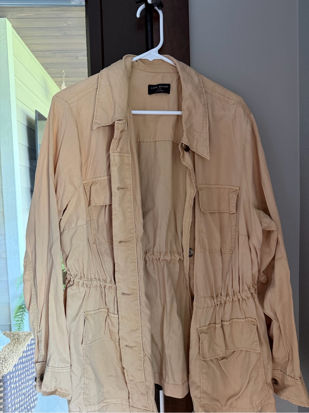 14/16 Women’s Lane Bryant Tan Drawstring Utility Trench Coat